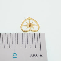 PVD Gold Heart Starburst Center Titanium Flatback Piercing: Internally Threaded (18g, 16g, 14g)