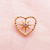 PVD Gold Heart Starburst Center Titanium Flatback Piercing: Internally Threaded (18g, 16g, 14g)