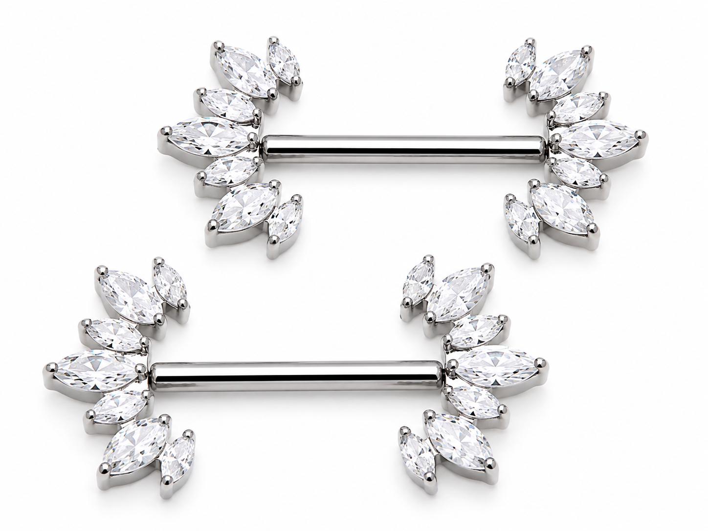 CZ Push Fit Implant Titanium Nipple piercings 16g, 14g, 12g