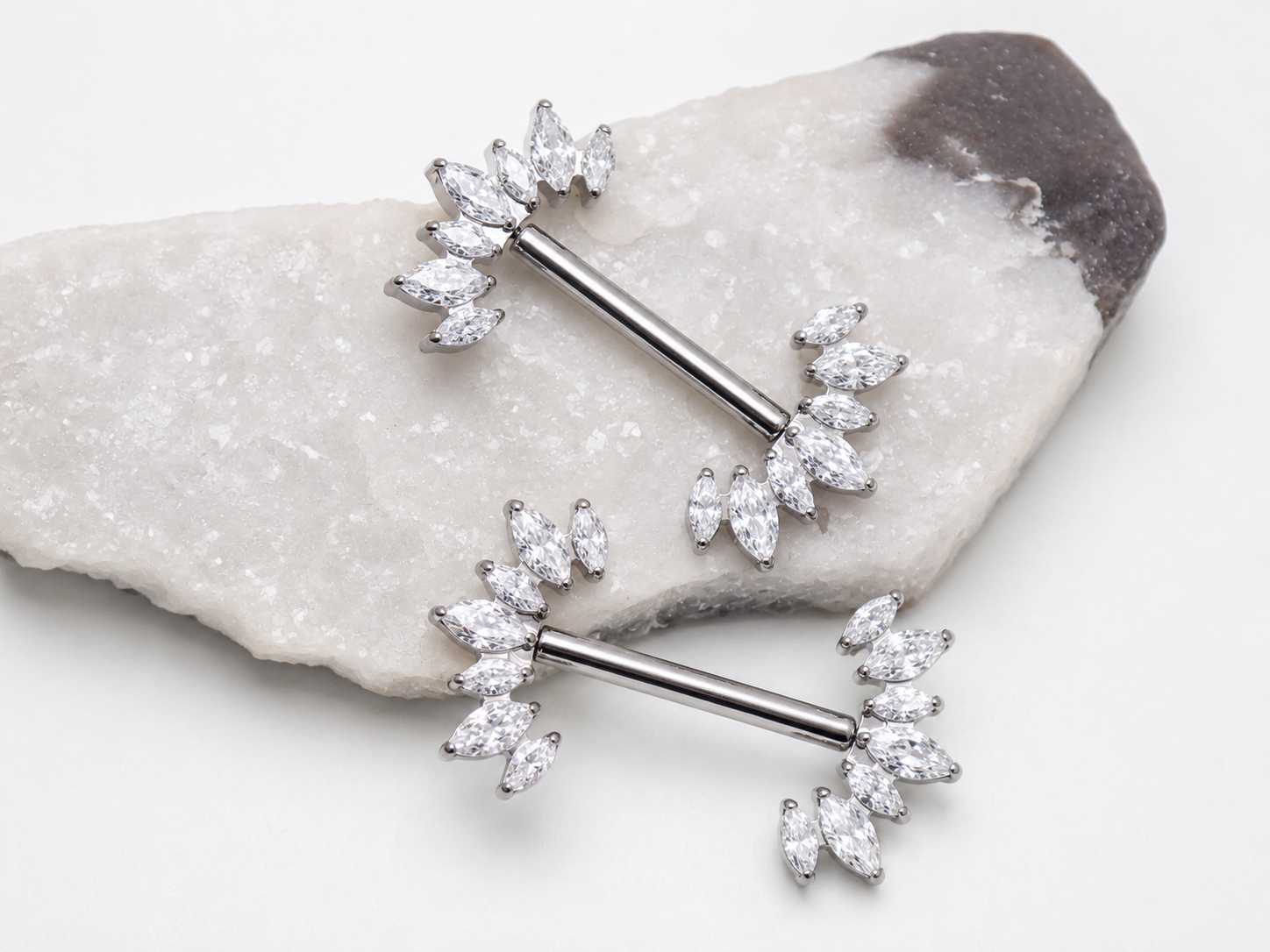 CZ Push Fit Implant Titanium Nipple piercings 16g, 14g, 12g