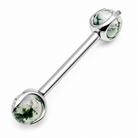 Moss Agate Nipple barbell Piercing 16g