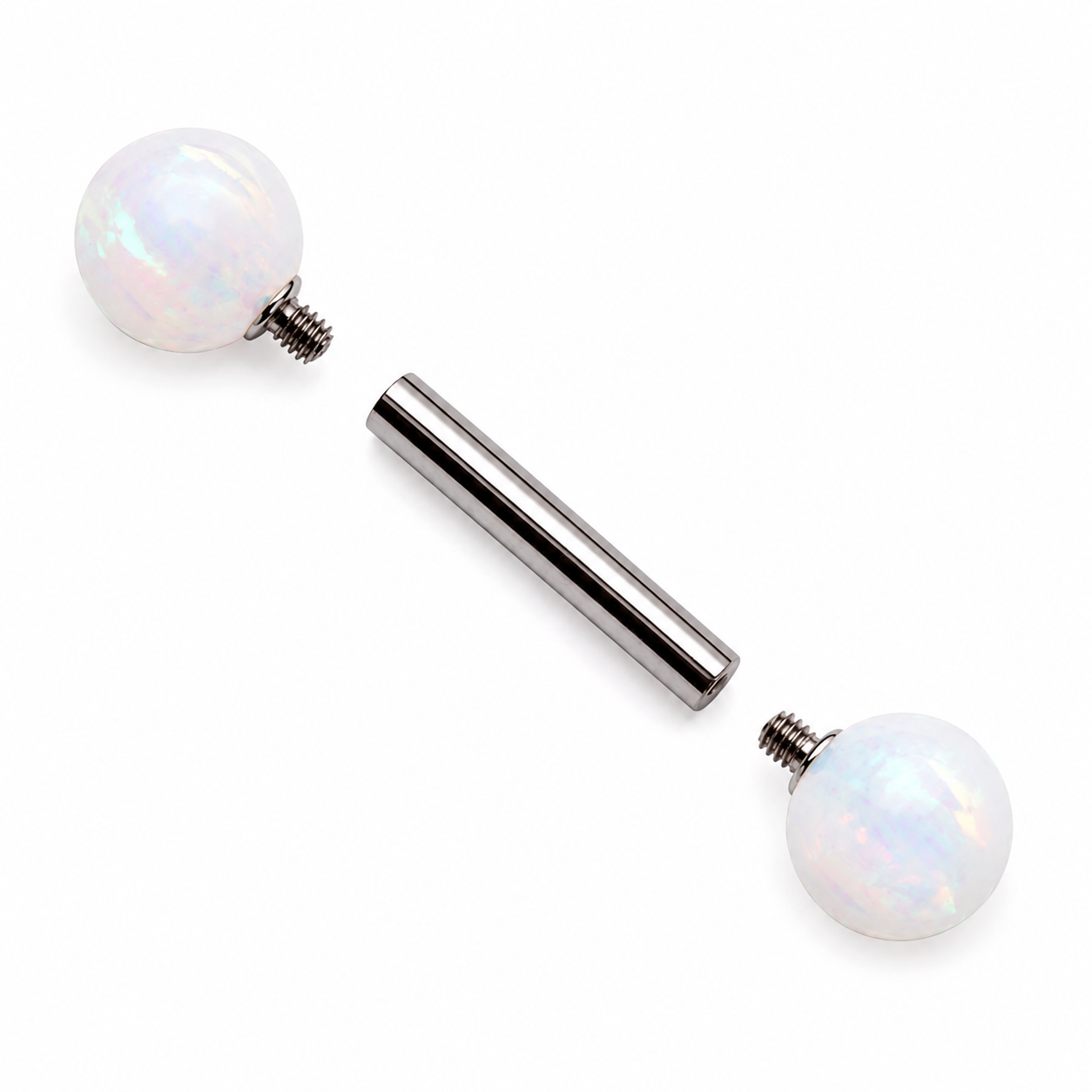 6mm Opalite White fire opals Titanium Nipple Ring 14g & 12g