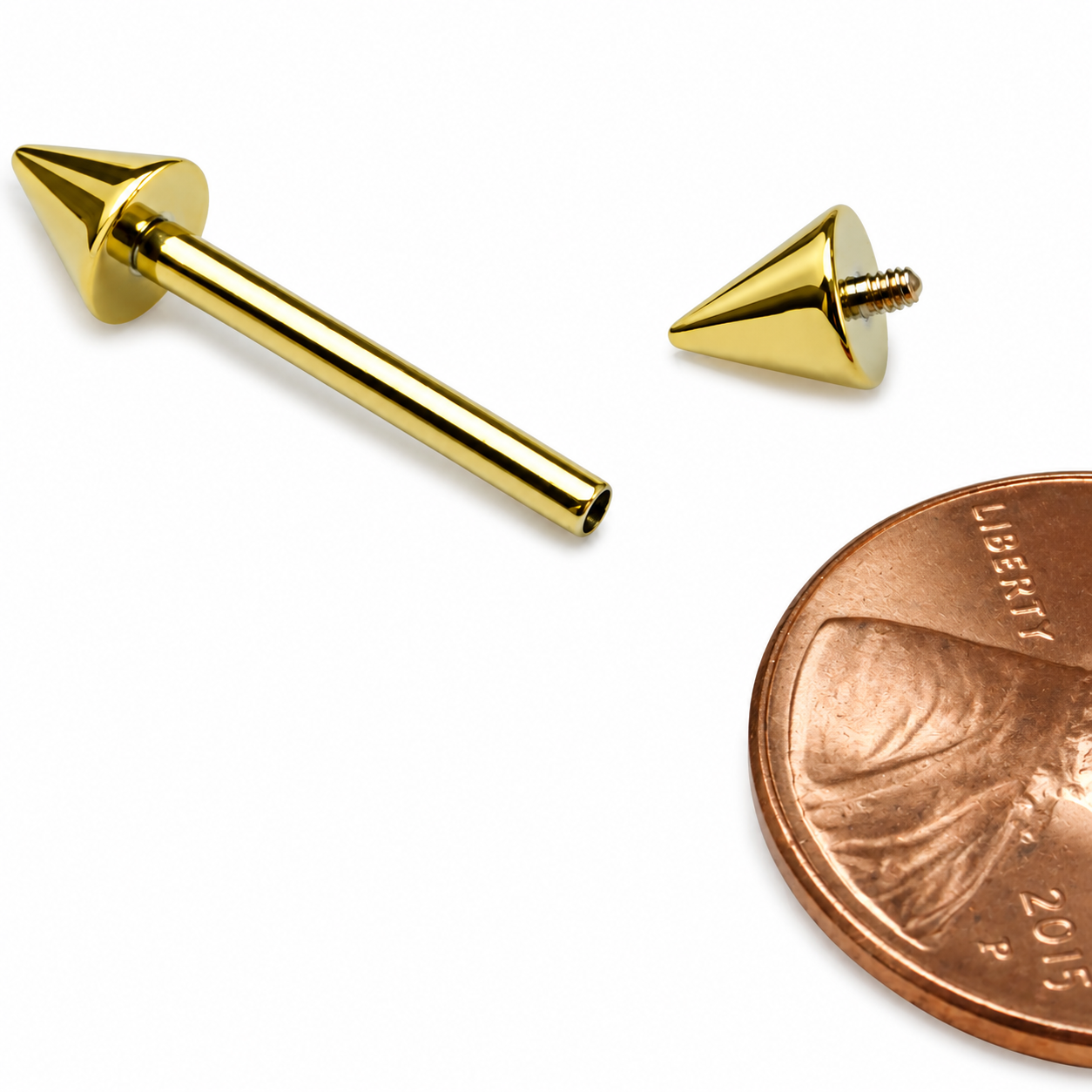 Internally Threaded- Titanium Barbell with cone spikes 14g