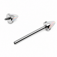 White Opal Cone Implant Titanium Nipple Bar 14g, 12g