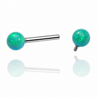 Implant Titanium Kiwi Green Opal Straight Barbells