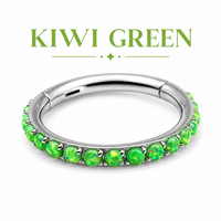Titanium Fire Opal hinged ring Clicker 16g 8mm/10mm