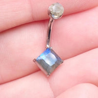 Natural Labradorite Implant Titanium Belly bar 14g 10mm