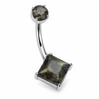 Natural Labradorite Implant Titanium Belly bar 14g 10mm