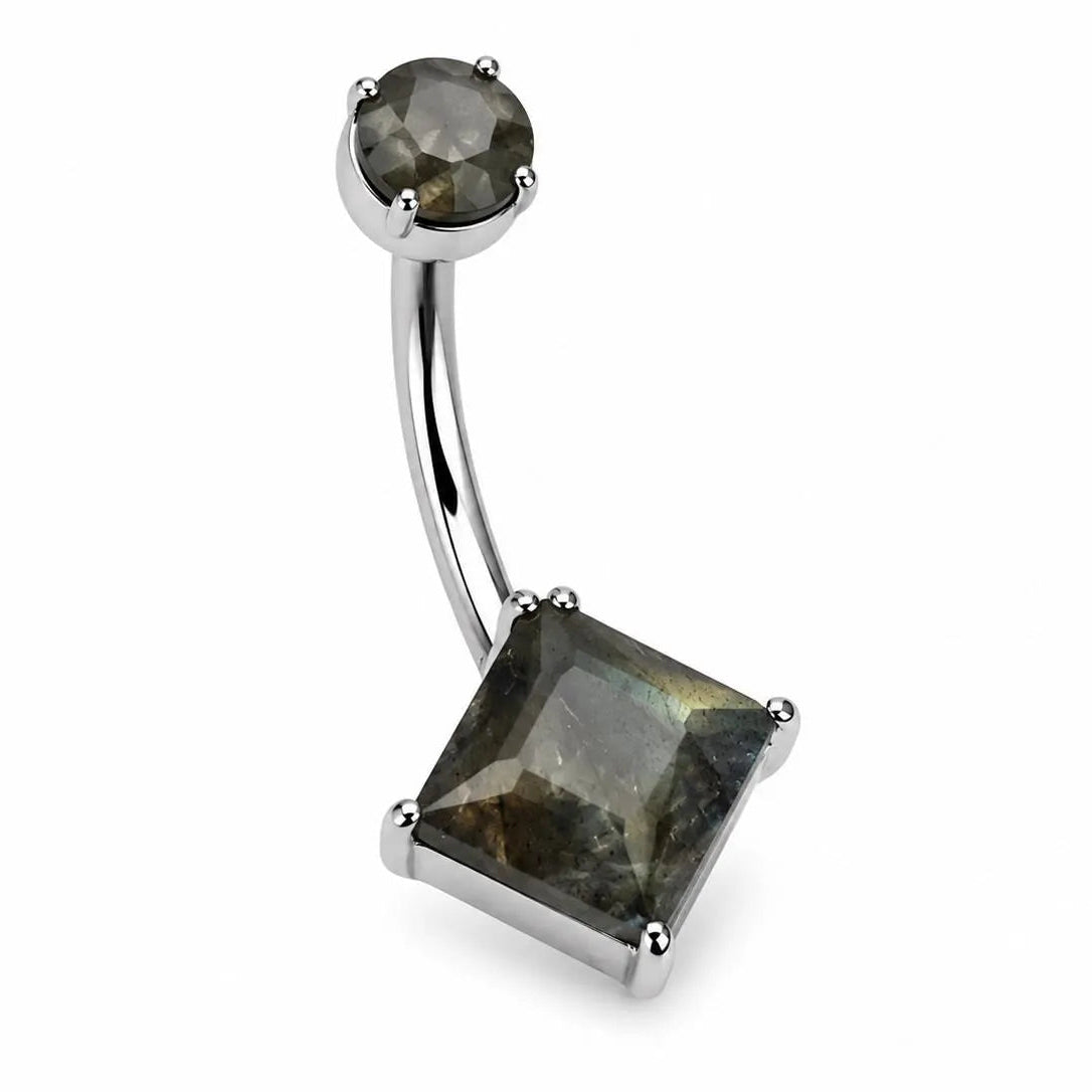Natural Labradorite Implant Titanium Belly bar 14g 10mm