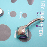 Natural Labradorite Implant Titanium Belly bar 14g 10mm
