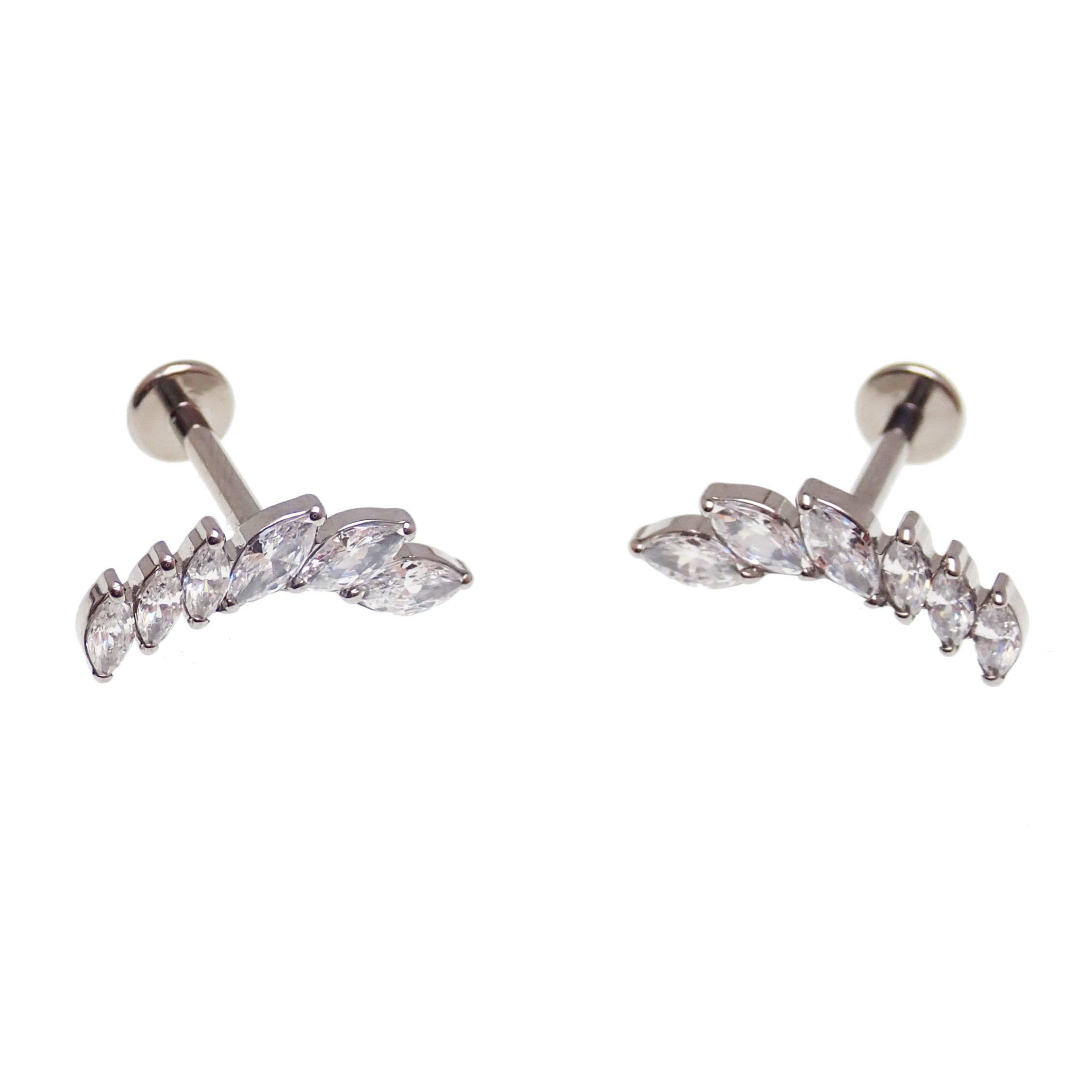 CZ Helix Piercing Curve Implant Titanium Flatback- Internally Threaded