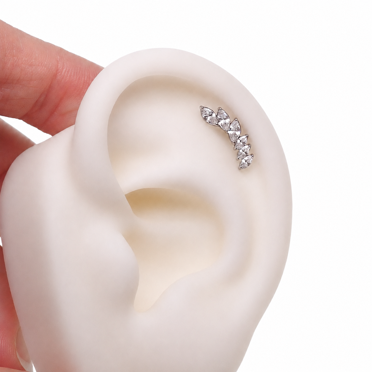 CZ Helix Piercing Curve Implant Titanium Flatback- Internally Threaded