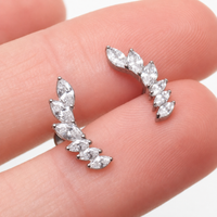 CZ Helix Piercing Curve Implant Titanium Flatback- Internally Threaded