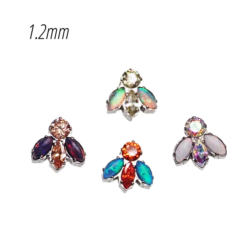 Cute Bug Opal & CZ Titanium Top Dermal 14g - Body Clickers Body Jewelry