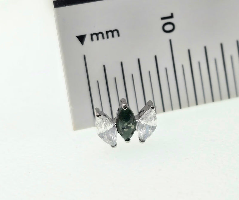 Moss Agate Arch Cluster Titanium Flatback/ Labret Piercing 18g, 16g, 14g