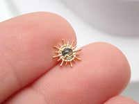 Moss agate pvd Gold Sun flatback Implant Titanium