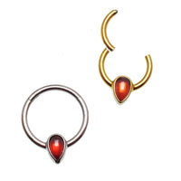 Magpie 16g natural stone garnet titanium clicker earring with 8mm gemstone and sleek metal design for body jewelry.