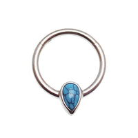 Magpie 16g natural stone turquoise titanium clicker ear cartilage jewelry with 8mm diameter for piercing.