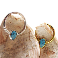 16g natural stone turquoise titanium clicker earring by Magpie, featuring an 8mm turquoise stone in a sleek titanium design