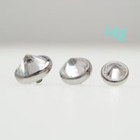 Magpie 14g internally threaded dermal top with a sparkling CZ gemstone, 1.2mm thread size, designed for body jewelry attachments.