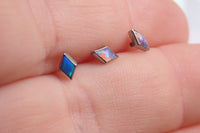Magpie 14g internally threaded opal top attachment with diamond-shaped opal design and 1.2mm thread for body jewelry.
