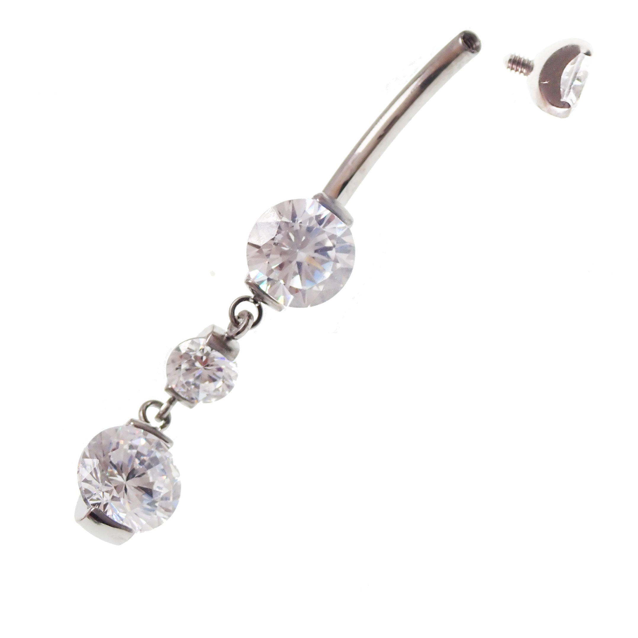 Titanium dangly belly piercing ring in 14g size with 11mm length, designed for implant-grade comfort and style.