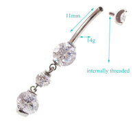 Magpie titanium dangly belly piercing ring, 14g, 11mm, with a sleek design for belly button jewelry.