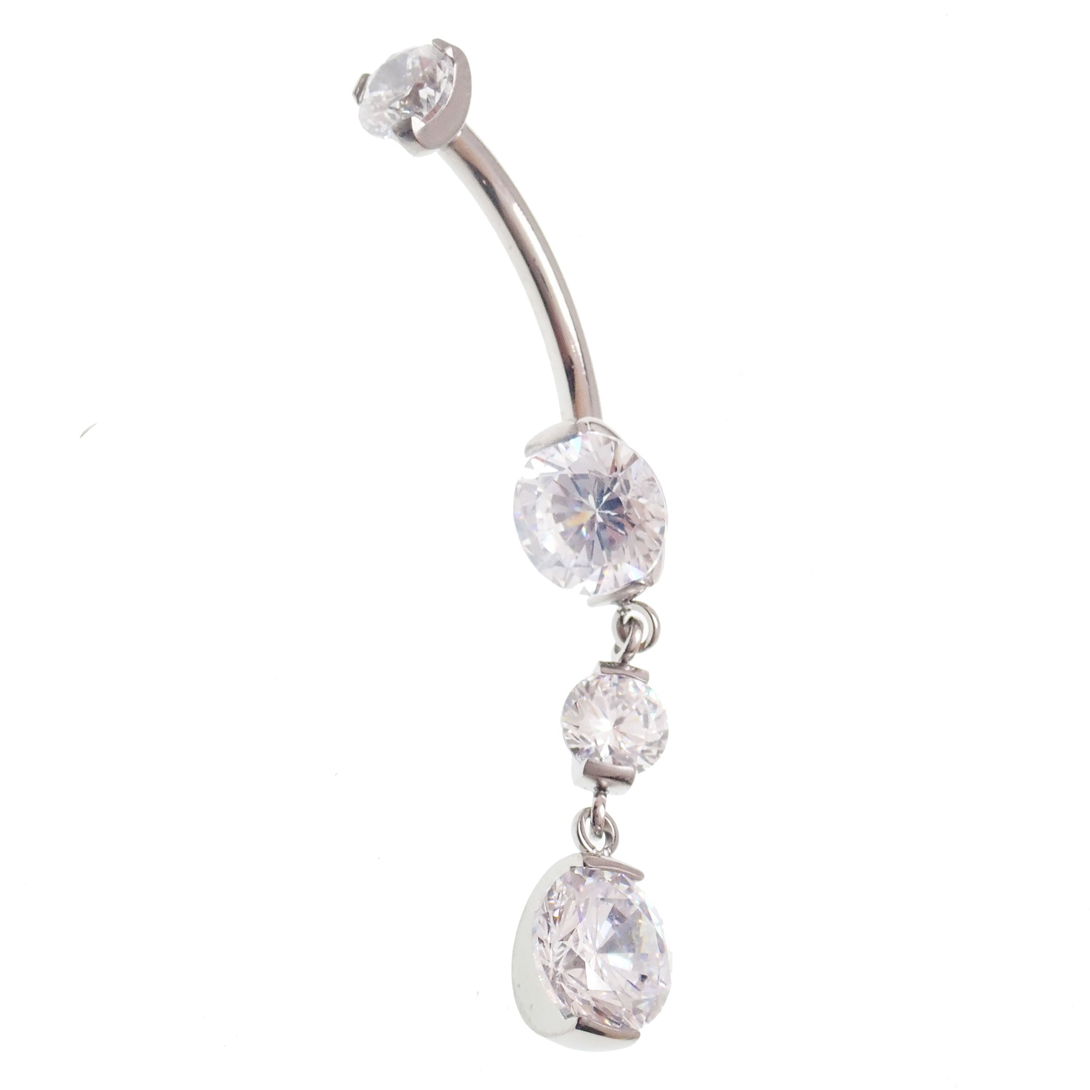 Titanium dangly belly piercing ring in 14g, 11mm length, designed for belly button jewelry, by Magpie.