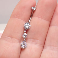 Titanium dangly belly ring by Magpie, 14g, 11mm length, with a sleek design for implant piercing.