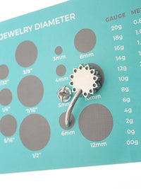 Magpie natural moss agate stone CZ belly ring in 14g with 10mm gauge, featuring a smooth polished stone and sparkling cubic zirconia accents.