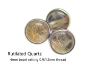 Rutilated Quartz 4mm internally threaded body jewelry top by Magpie, featuring clear quartz with golden rutile inclusions.