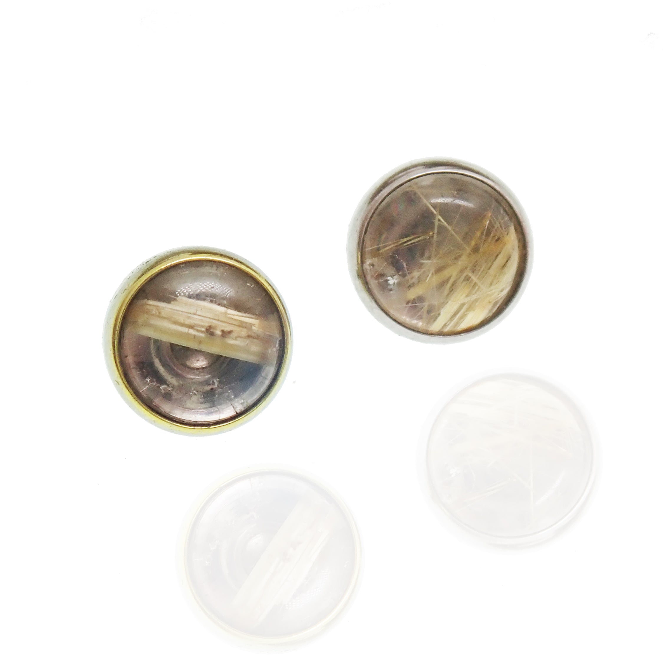 Rutilated Quartz 4mm internally threaded body jewelry by Magpie, showcasing the gemstone top and sleek metal design