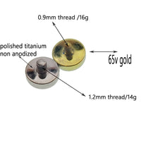 Rutilated Quartz 4mm internally threaded body jewelry by Magpie, top only, showcasing the gemstone on a sleek metal post.