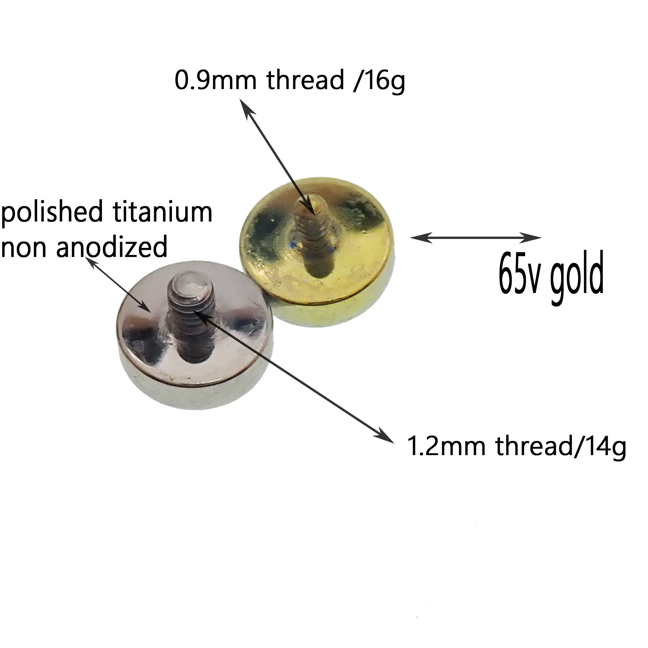 Rutilated Quartz 4mm internally threaded body jewelry by Magpie, top only, showcasing the gemstone on a sleek metal post.