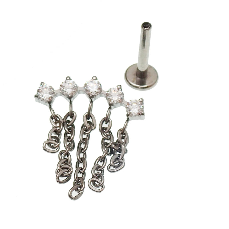 Titanium Drop chain CZ Helix Piercing - Body Clickers Body Jewelry
