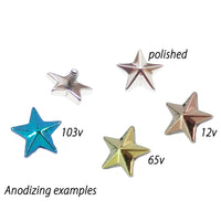 Titanium internally threaded nautical star attachment for body jewelry in 14g and 16g sizes, by Magpie Body Jewelry.