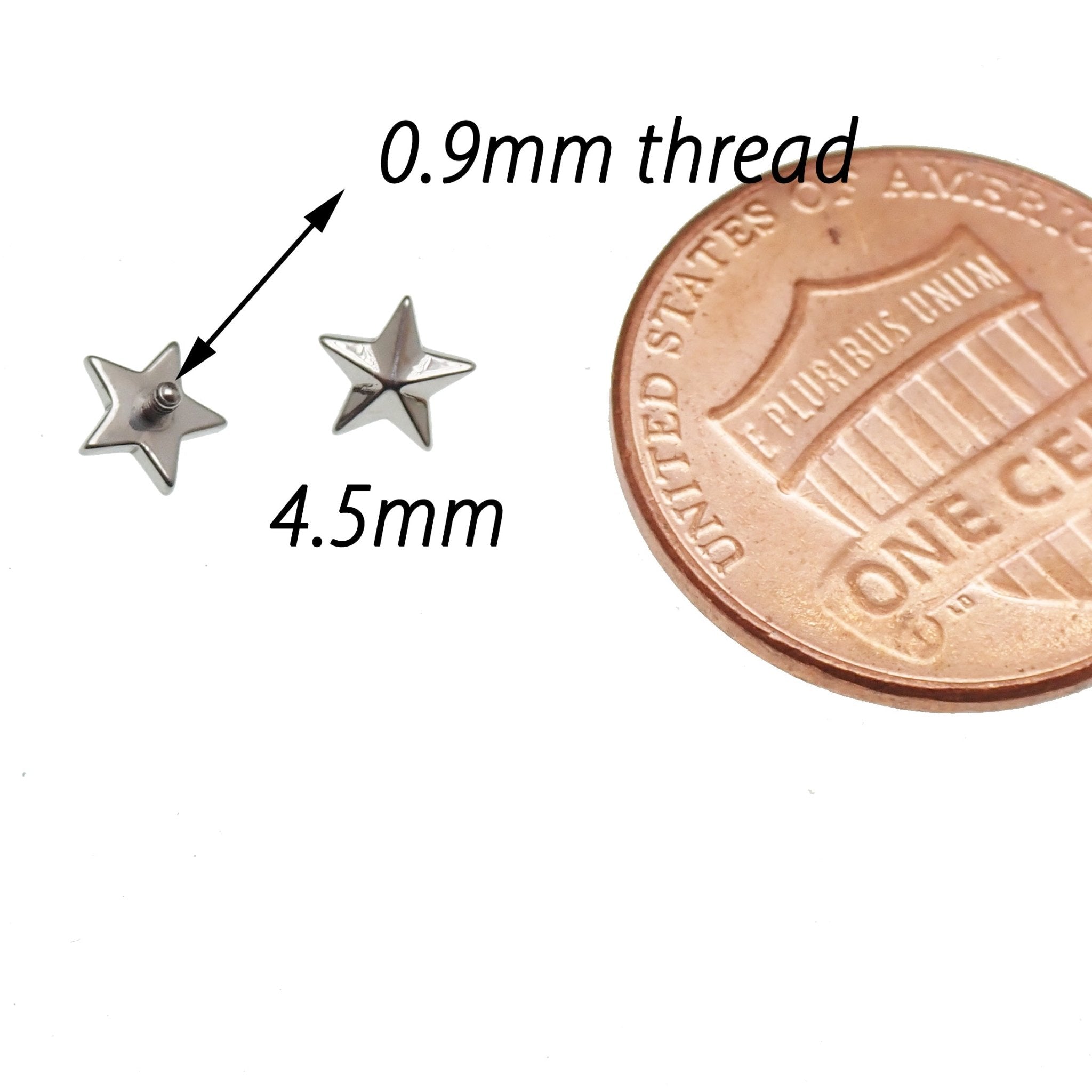 Titanium internally threaded nautical star attachment for 14g and 16g body jewelry by Magpie Body Jewelry.