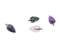 Natural stone bullet cone attachments by Magpie Body Jewelry, 16g/0.9mm thread, featuring amethyst stones for body piercing.