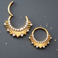Magpie Body Jewelry 24k PVD gold titanium clicker hoop, 16G, available in 8mm and 10mm sizes, showing the stylish jewelry design.