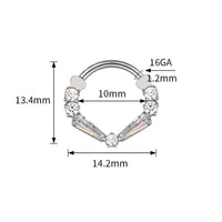 16g magpie body jewelry taper baguette clear titanium clicker with 10mm size, showcasing the sleek, transparent design.