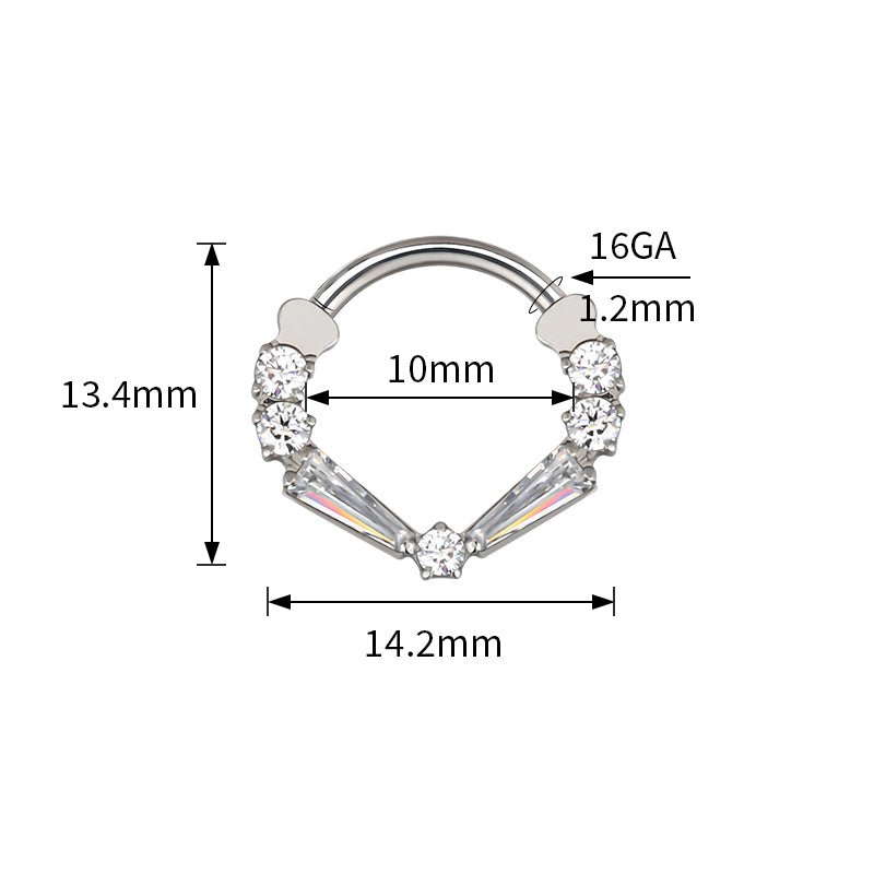 16g magpie body jewelry taper baguette clear titanium clicker with 10mm size, showcasing the sleek, transparent design.