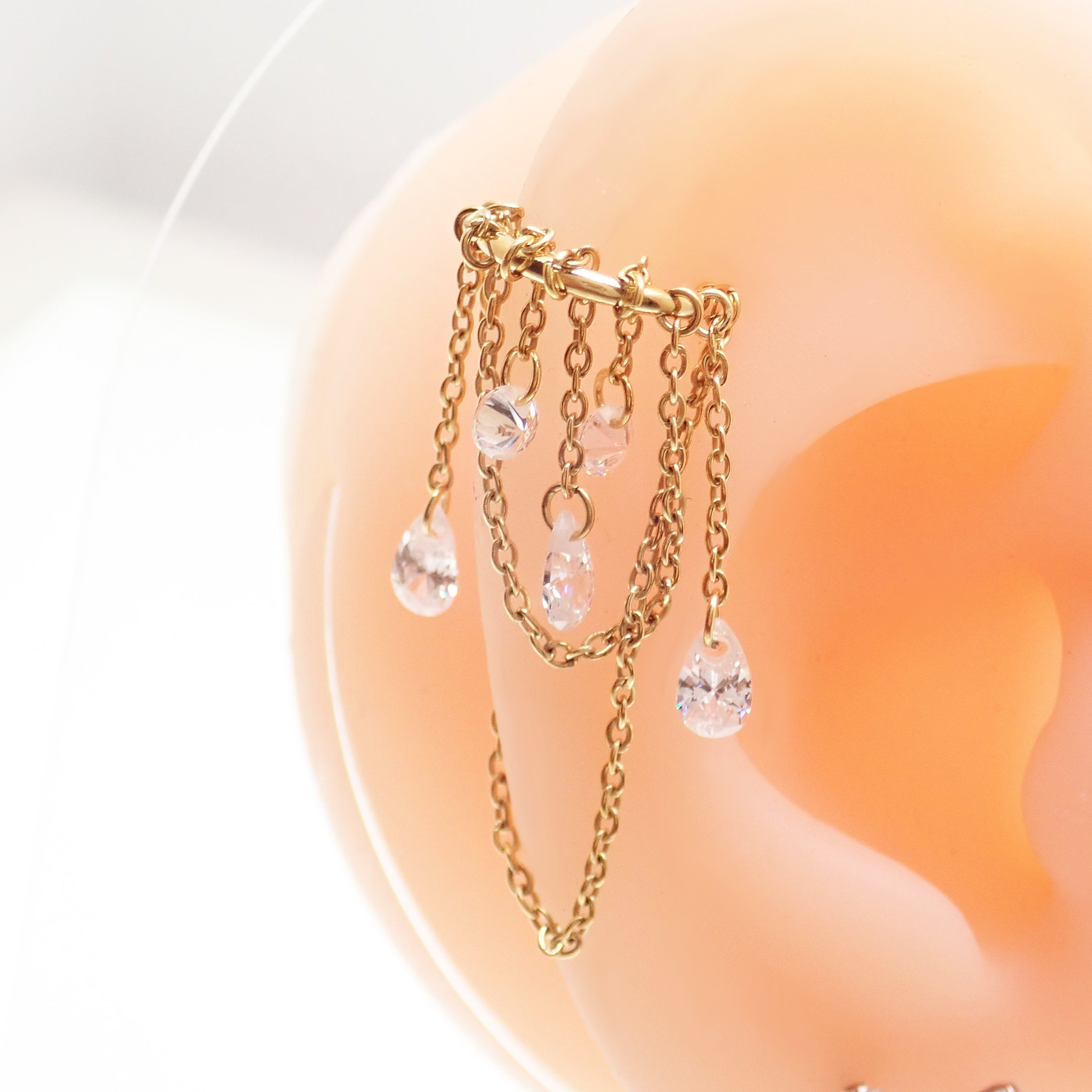 Multi-chain titanium clicker jewelry by Magpie Body Jewelry, 8mm or 10mm implant-grade titanium body piercing accessory