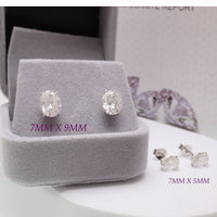 Sterling silver moissanite oval earrings with certificate, 5x7mm, elegant jewelry by Magpie Body Jewelry