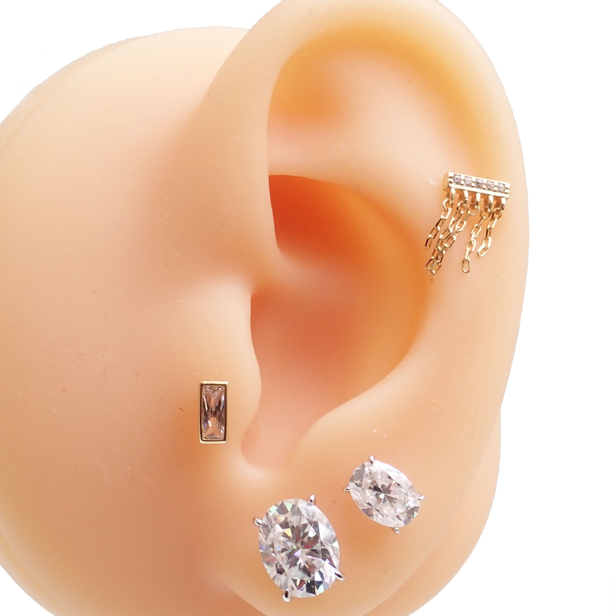 Sterling silver moissanite oval earrings with certificate, 5x7mm size, elegant jewelry by Magpie Body Jewelry