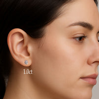 Sterling silver Moissanite oval earrings with certification, featuring 5x7mm sparkling gemstone and elegant design.