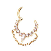Sterling silver hinged clicker earring with 18k yellow gold finish, 16g magpie body jewelry design