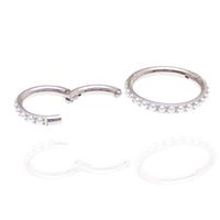 Magpie pearl titanium hinged clicker ring 16g featuring a 6mm pearl and sleek titanium design for piercing jewelry.