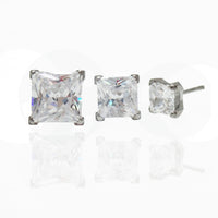 Princess Cut CZ titanium Threadless flatback - Body Clickers Body Jewelry