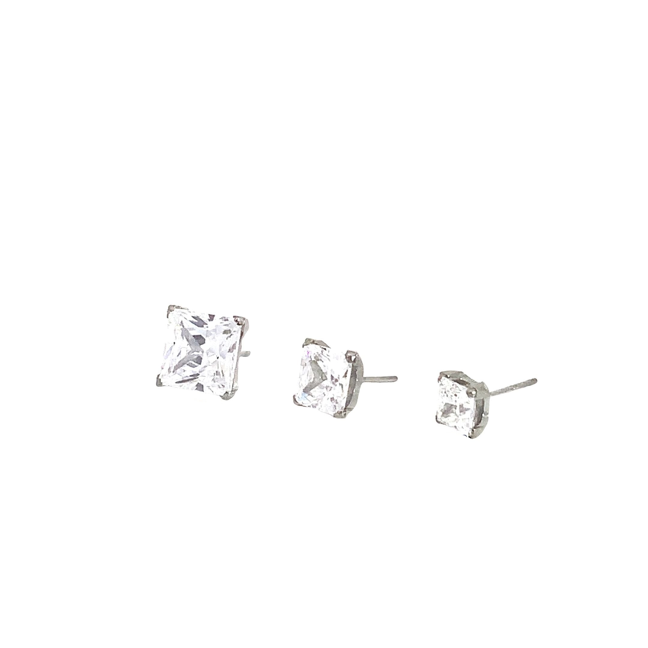 Princess Cut CZ titanium Threadless flatback - Body Clickers Body Jewelry