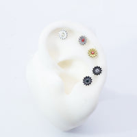 Titanium Sunflower CZ Lip _ Ear piercing - Body Clickers Body Jewelry